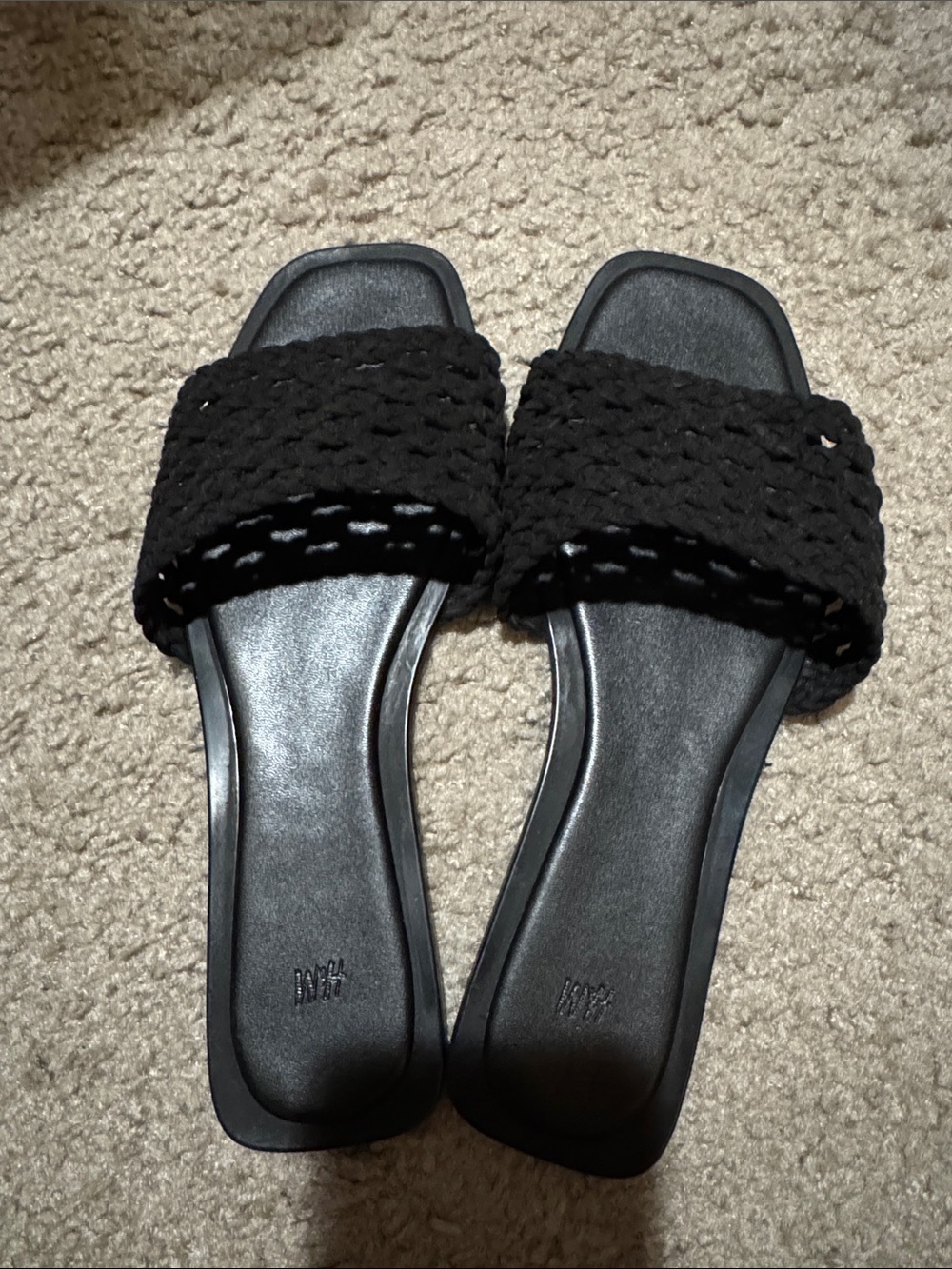 H&M Black Woven Slide Sandals